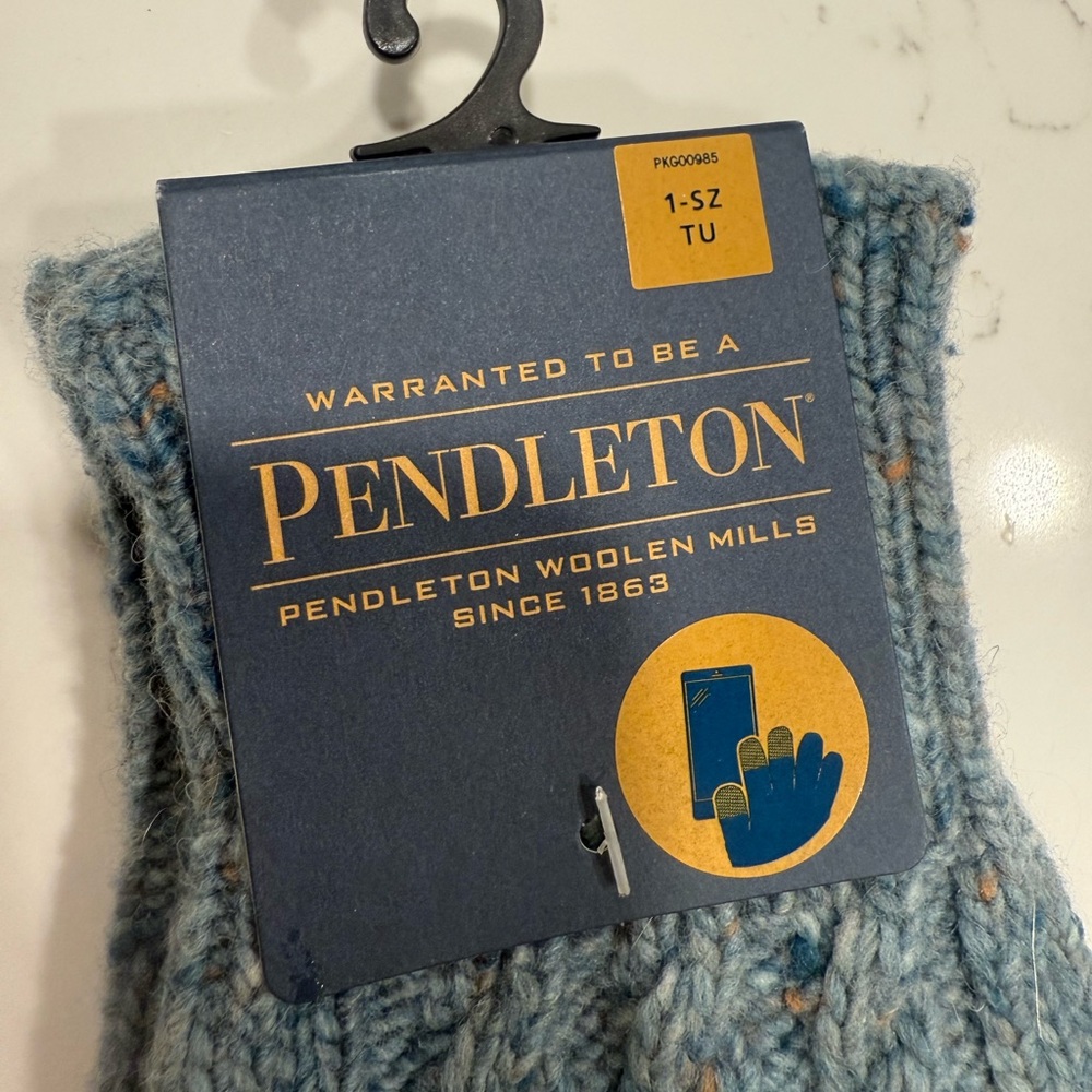 Pendleton Textured Blue Wool Gloves